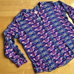 philosophy Abstract, Colorful, V-Neck, 3/4 Sleeve Blouse, Size 2X